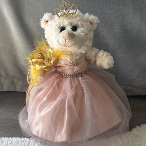 Plush Quince Bear in Pink Dress with Gold Tiara - Kids Toys